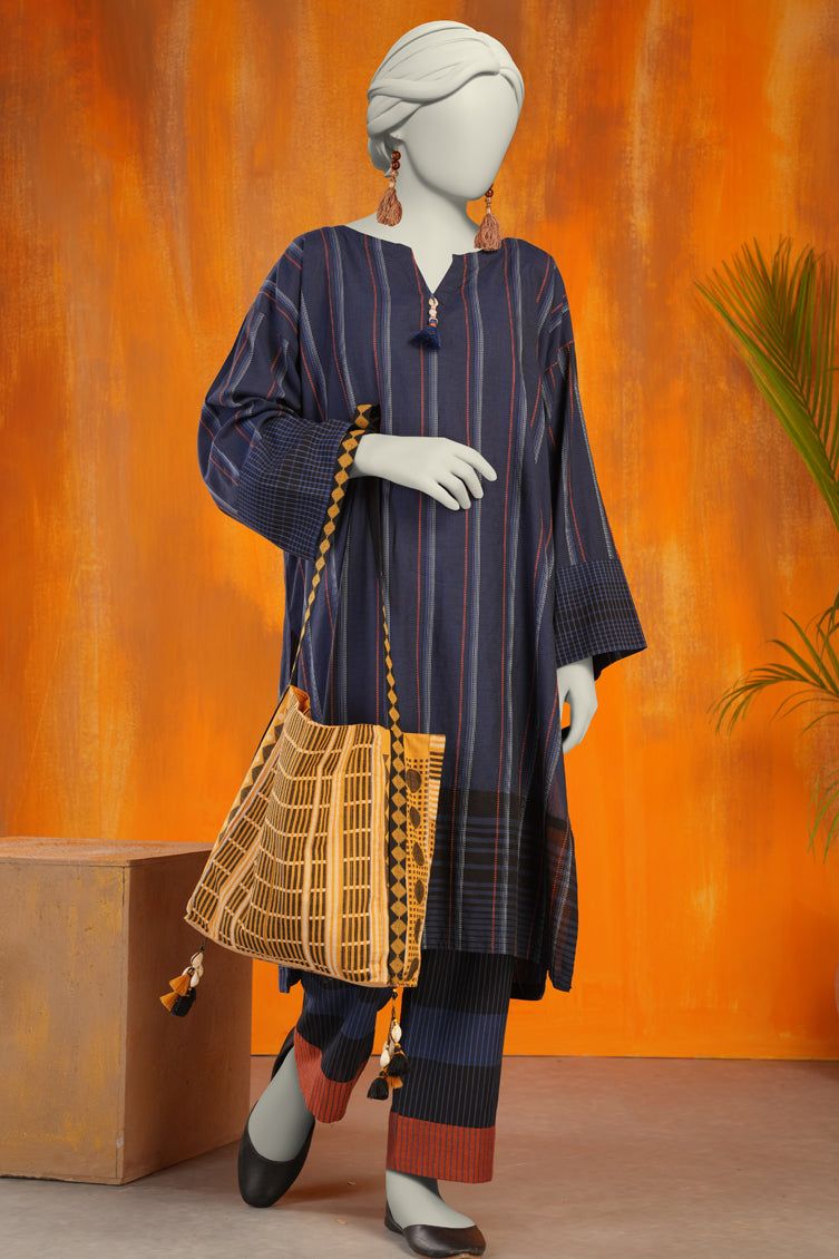 Khaddi Blue Stitched Suit - J. Junaid Jamshed