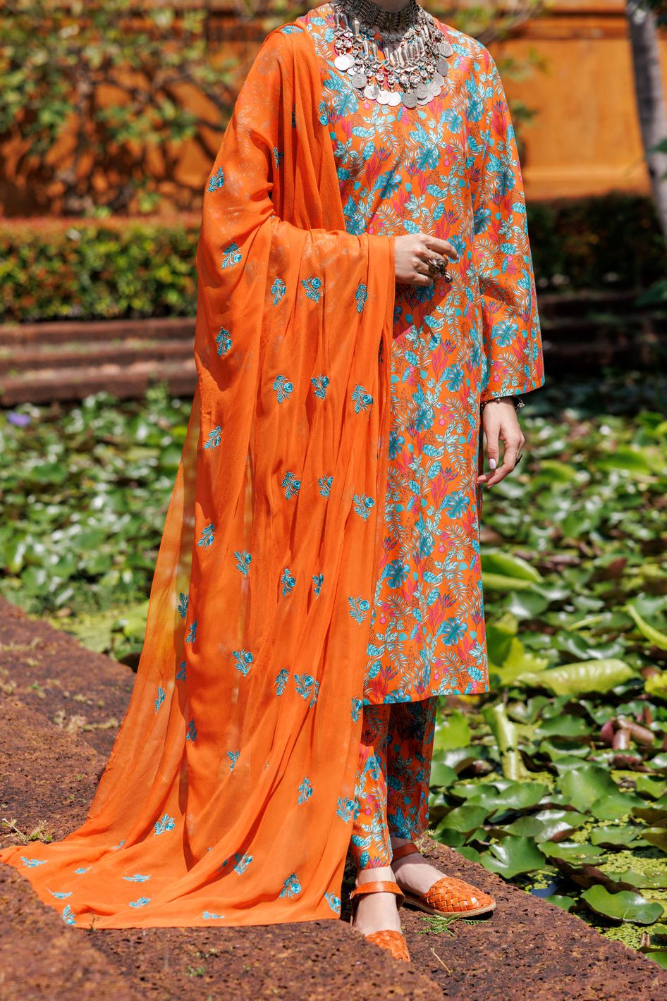 Lawn Rust Unstitched Suit - Almirah