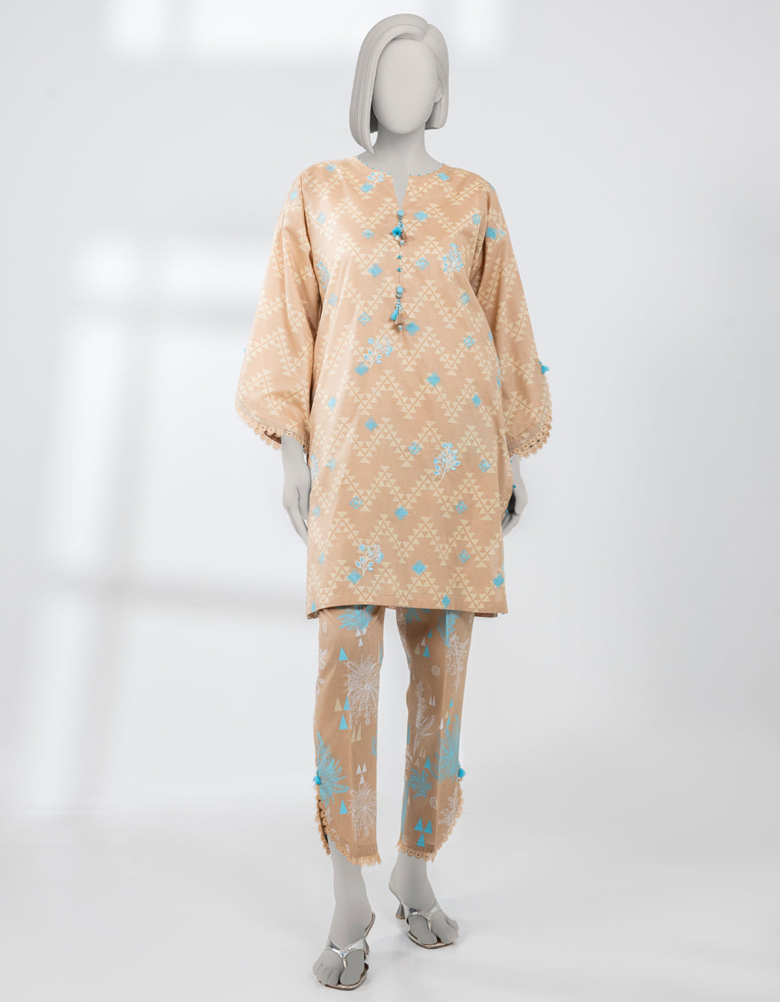 Lawn Peach Unstitched Suit - J. Junaid Jamshed