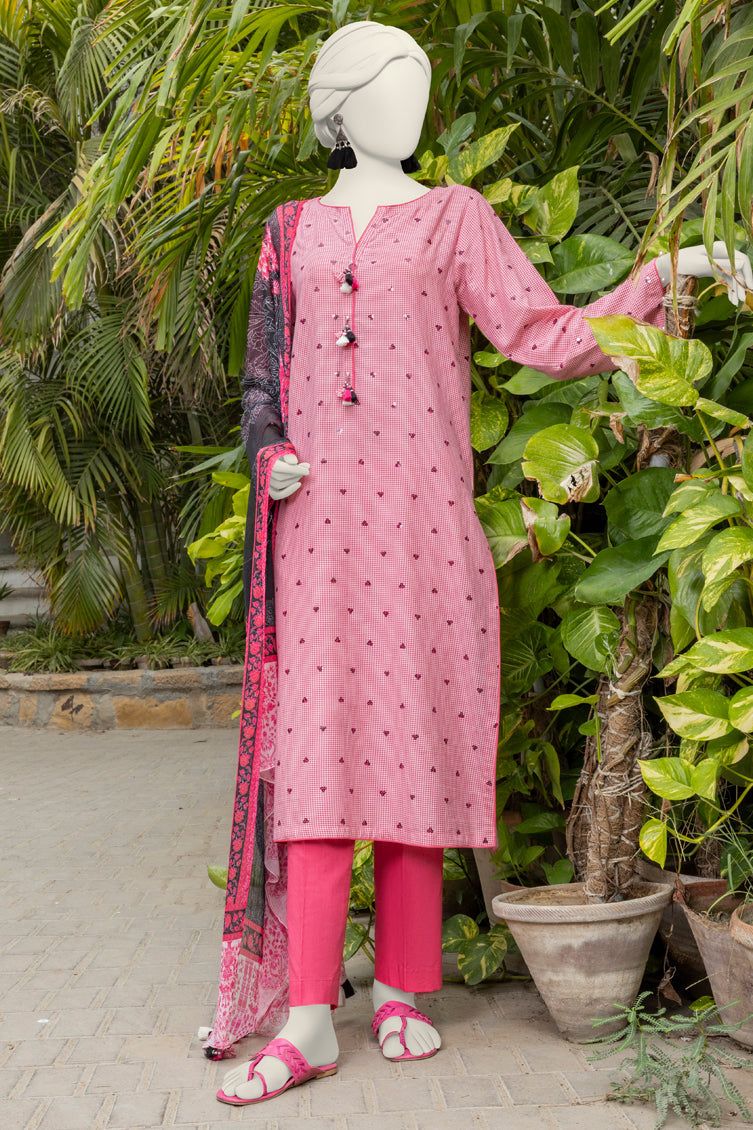 Dobby Red Unstitched Suit - J. Junaid Jamshed