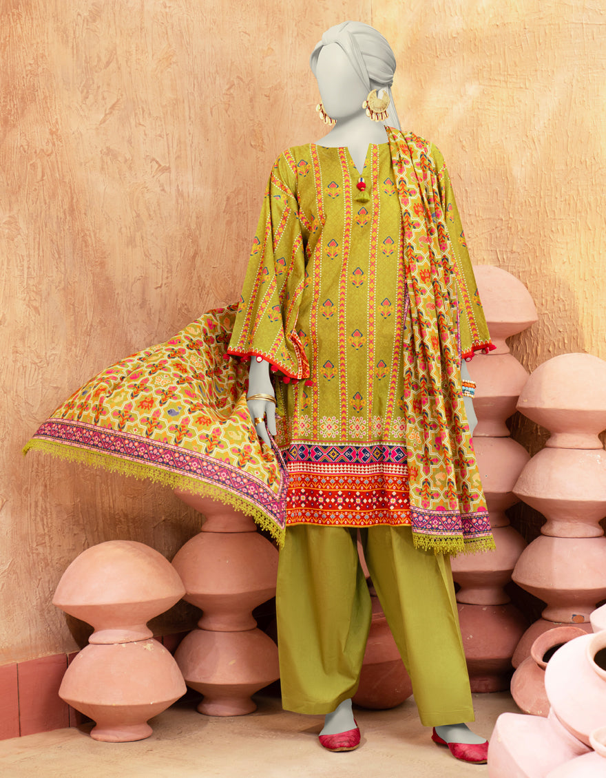 Lawn Green Unstitched Suit