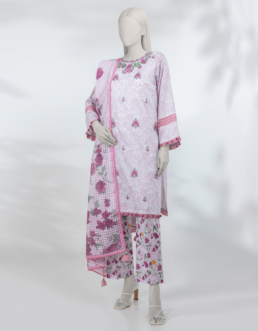 Lawn Multicolor Unstitched Suit - J. Junaid Jamshed