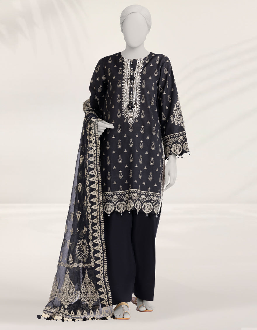 Liminal Black Unstitched Suit - J. Junaid Jamshed
