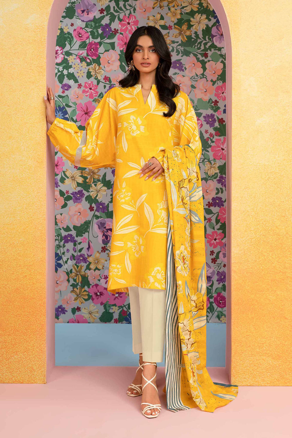 Lawn Yellow Unstitched Suit - Nishat Linen