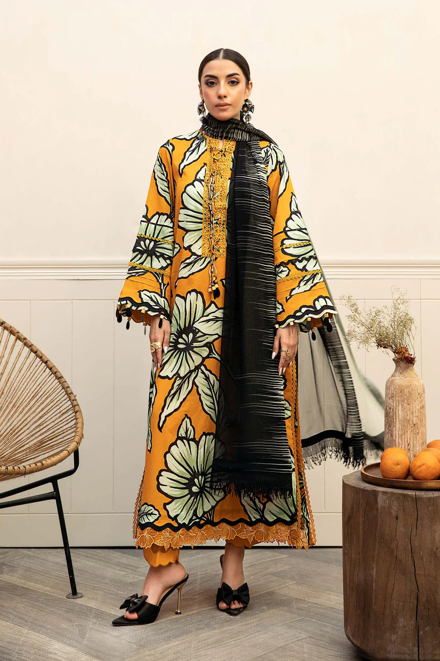 Lawn Mustard Unstitched Suit - Maria B Eid Basic