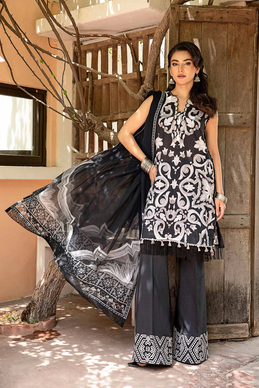 Lawn Black Unstitched Suit - Maria B Eid Basic