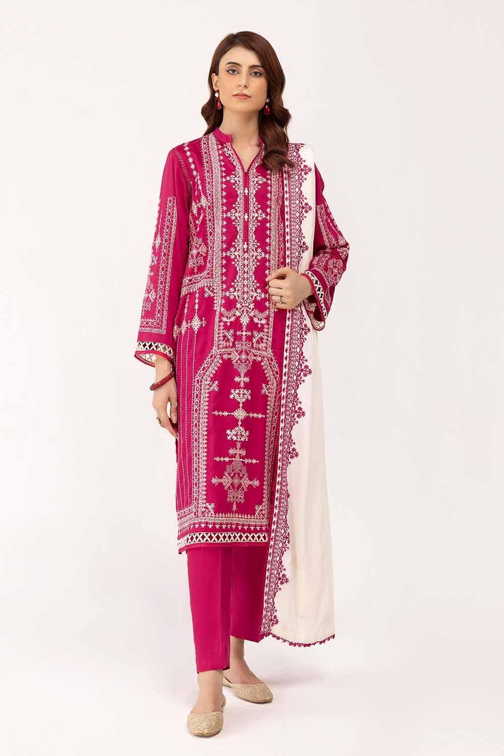 Cotail Red Unstitched Suit - Gul Ahmed