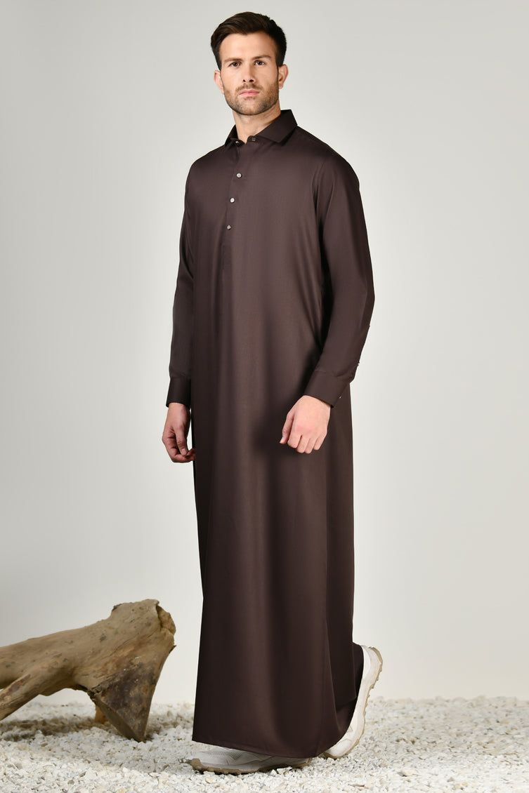 Blended Dark Brown Jubba - J. Junaid Jamshed
