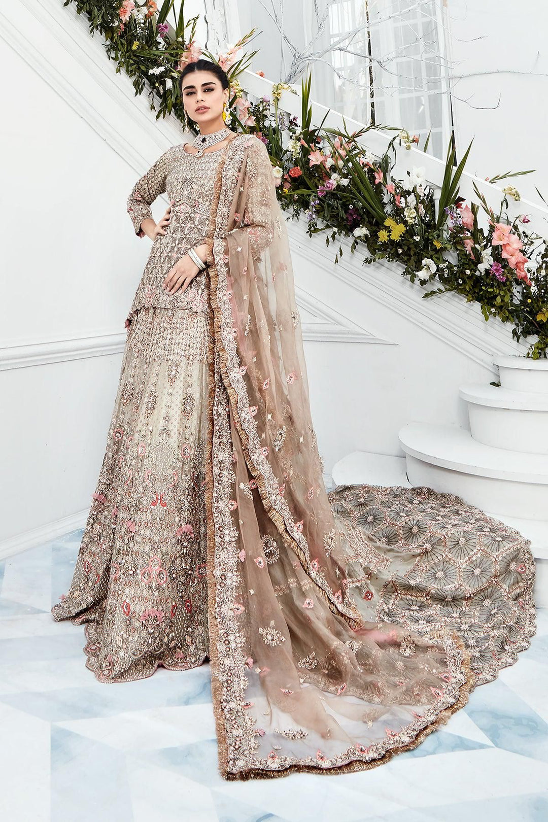 Mink Peplum with Trail Lehnga
