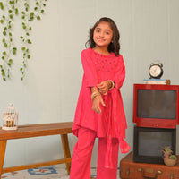 Cotton Jacquard Shocking Pink Stitched Suit - Senorita
