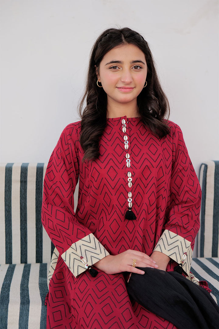 Cotton Jacquard Red Stitched Suit - Senorita