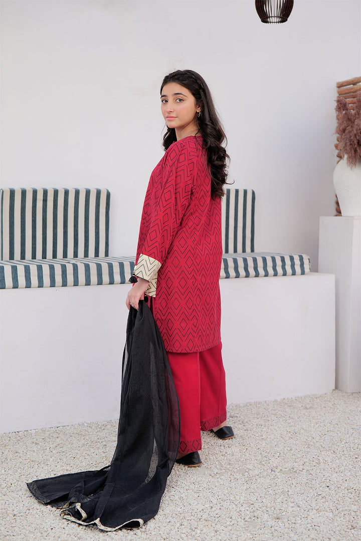 Cotton Jacquard Red Stitched Suit - Senorita