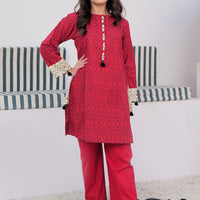 Cotton Jacquard Red Stitched Suit - Senorita