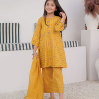 Cotton Jacquard Mustard Stitched Suit - Senorita