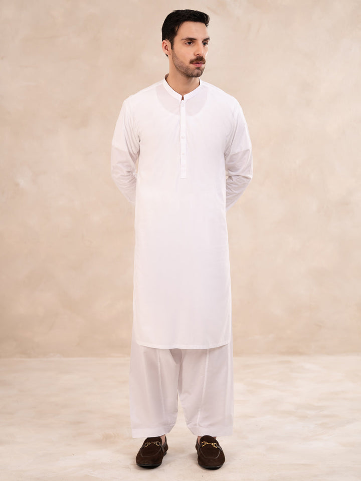 Cotton White Shalwar Kameez - Almirah