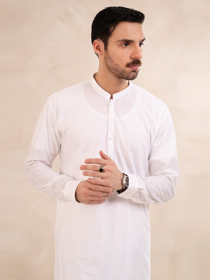 Cotton White Shalwar Kameez - Almirah