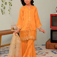 Viscose Raw Silk Yellow Stitched Suit - Senorita