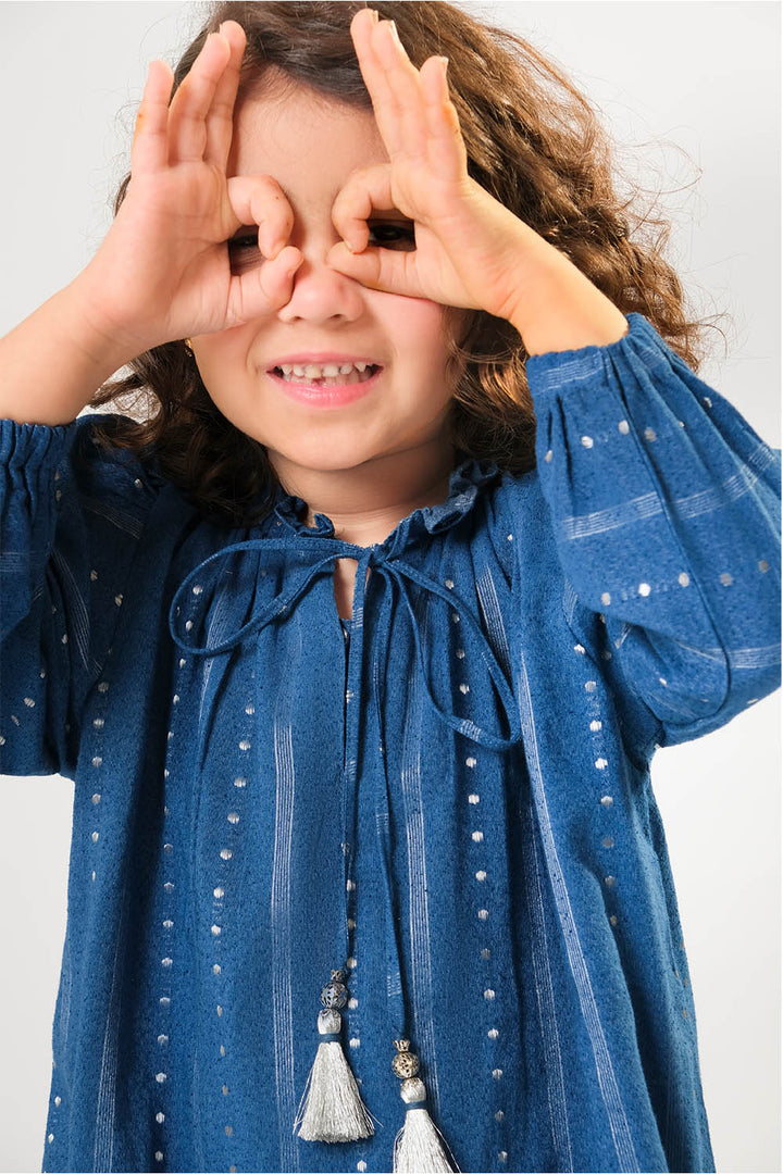 Cotton Karandi Dobby Blue Stitched Suit - Senorita