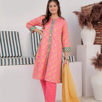 Cotton Dobby Peach Stitched Suit - Senorita