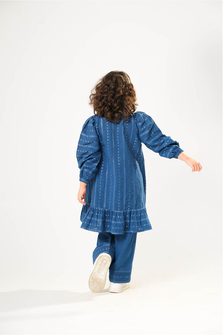 Cotton Karandi Dobby Blue Stitched Suit - Senorita