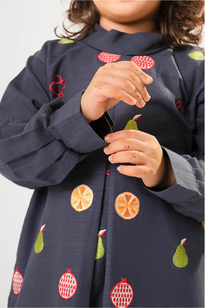 Cotton Khaddar Dyed Navy Blue Stitched Suit - Senorita