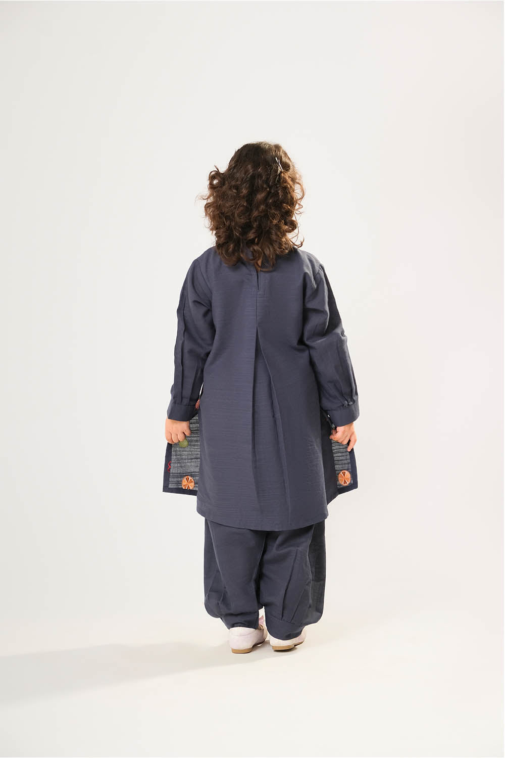Cotton Khaddar Dyed Navy Blue Stitched Suit - Senorita