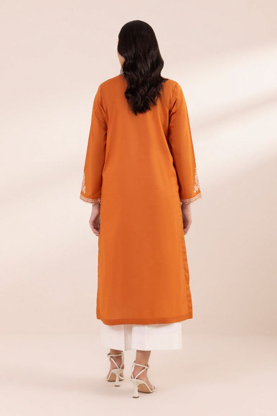 Embroidered Lawn Orange Stitched Suit - Sapphire