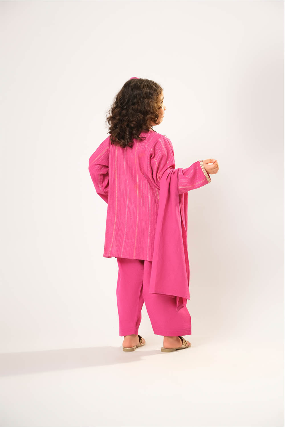 Cotton Karandi Dobby Shocking Pink Stitched Suit - Senorita
