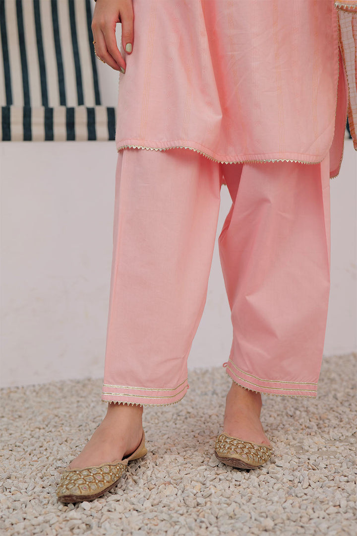 Cotton Dobby Peach Stitched Suit - Senorita