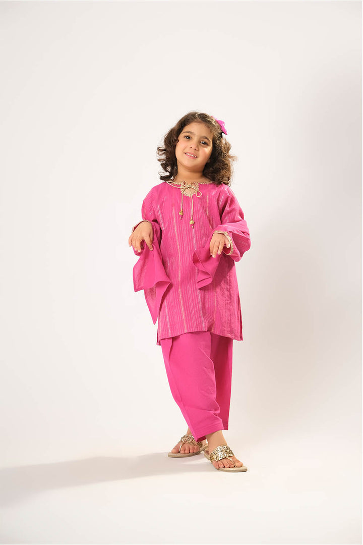 Cotton Karandi Dobby Shocking Pink Stitched Suit - Senorita