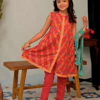 Cotton Lawn Gold Printed Red Stitched Suit - Senorita