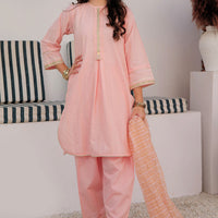 Cotton Dobby Peach Stitched Suit - Senorita