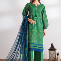 Textured Cambric Green Unstitched Suit - Bonanza