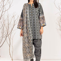Textured Cambric Grey Unstitched Suit - Bonanza
