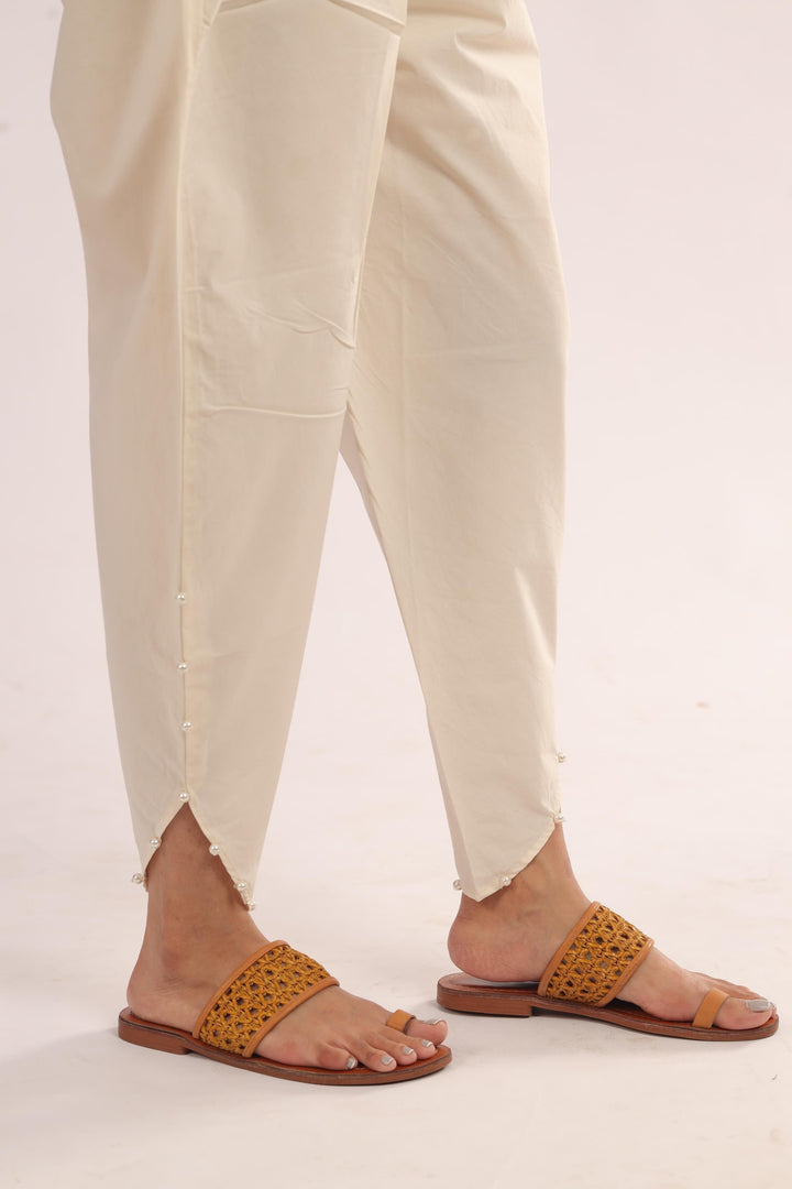 Cotton Beige Trouser - Stones