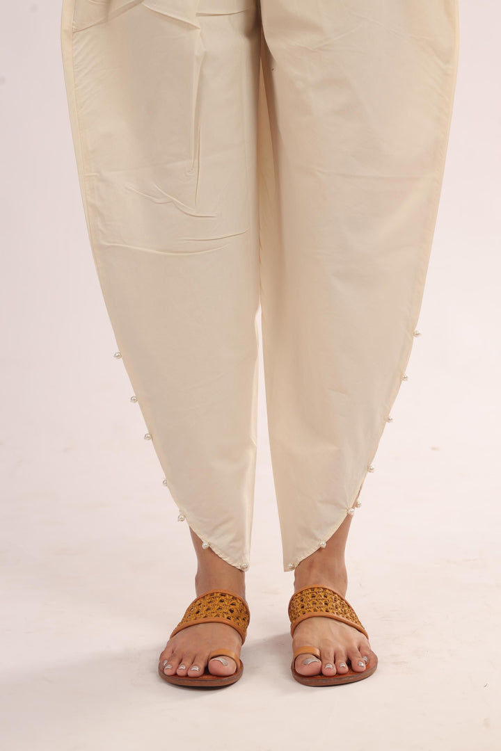 Cotton Beige Trouser - Stones