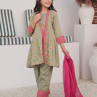 Cotton Dobby Dye Over Gold Print Grey Stitched Suit - Senorita