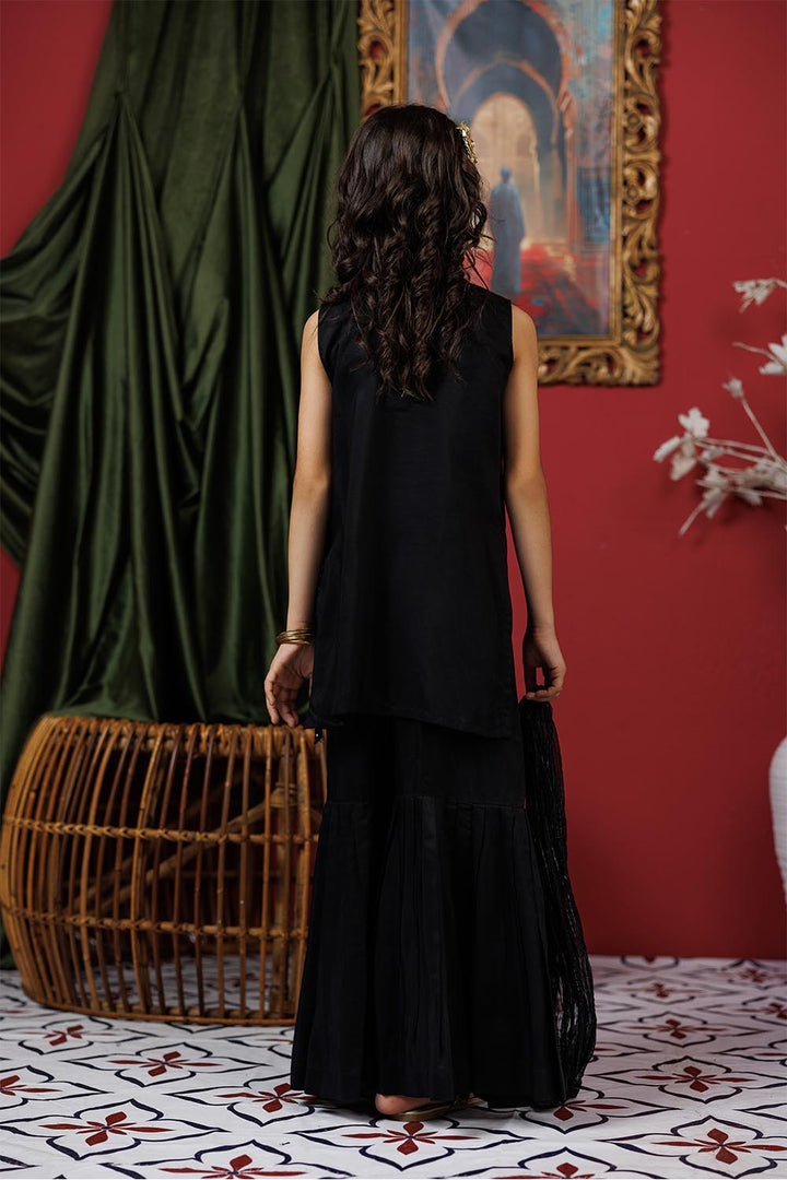 Viscose Raw Silk Black Stitched Suit - Senorita