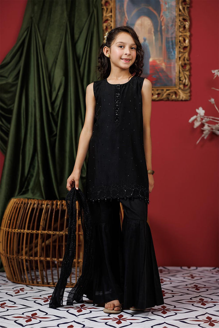Viscose Raw Silk Black Stitched Suit - Senorita