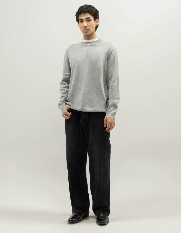 VENUS - LIGHT GREY SHORT MOCK SWEATER - J. Junaid Jamshed