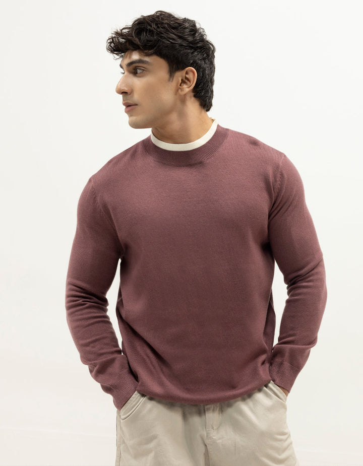 VENUS - MAUVE SHORT MOCK SWEATER - J. Junaid Jamshed