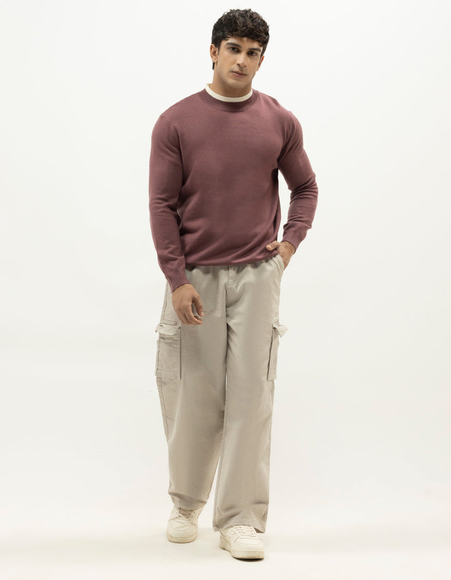 VENUS - MAUVE SHORT MOCK SWEATER - J. Junaid Jamshed