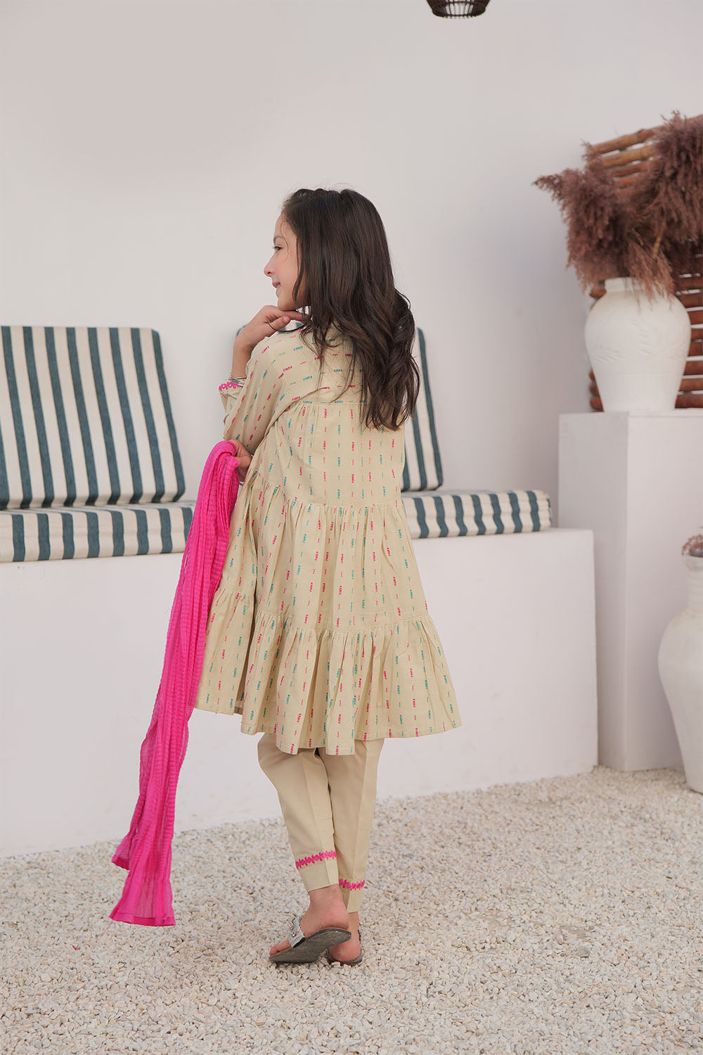Cotton Jacquard Fawn Stitched Suit - Senorita