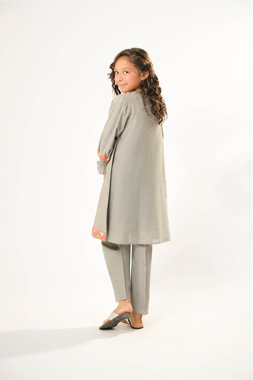 Cotton Khaddar Dyed Grey Stitched Suit - Senorita
