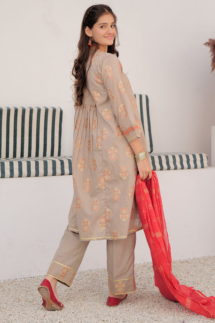 Cotton Jacquard Beige Stitched Suit - Senorita