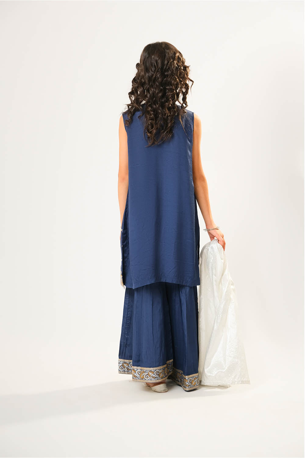 Viscose Raw-Silk Blue Stitched Suit - Senorita