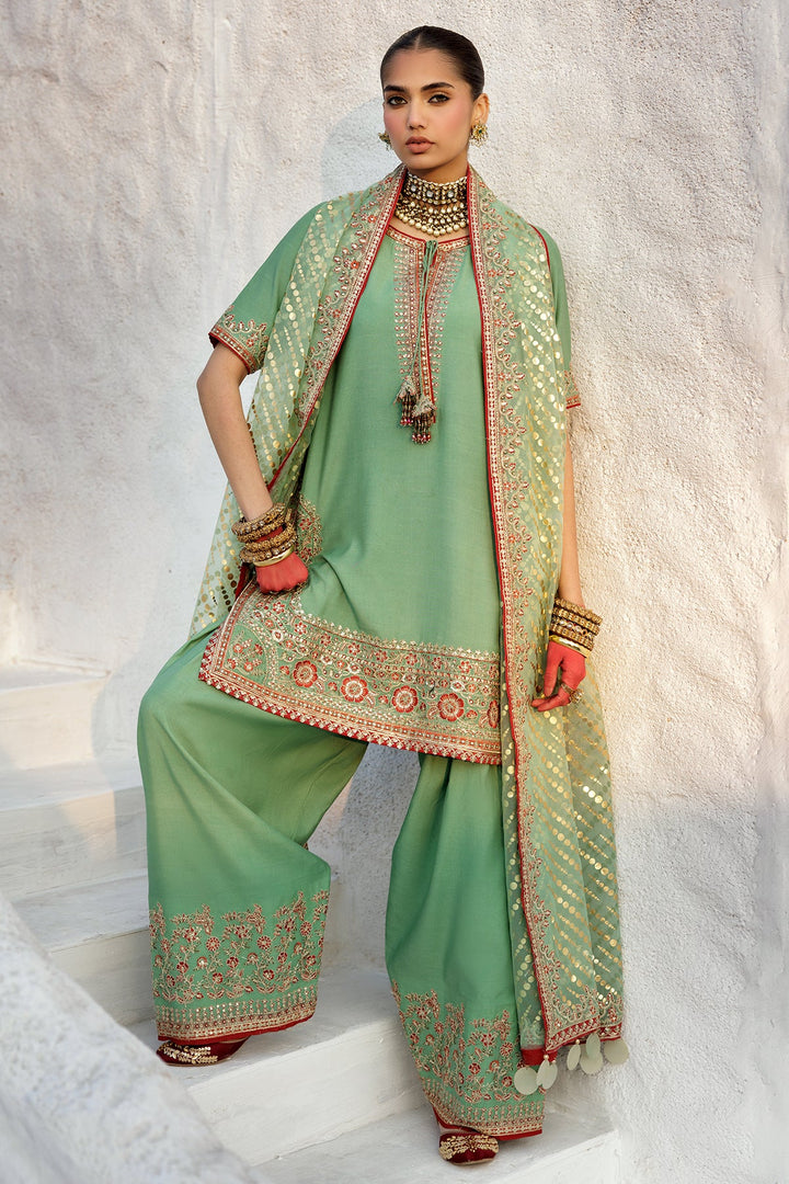 Embroidered Raw Silk Pista Stitched Suit - Charizma