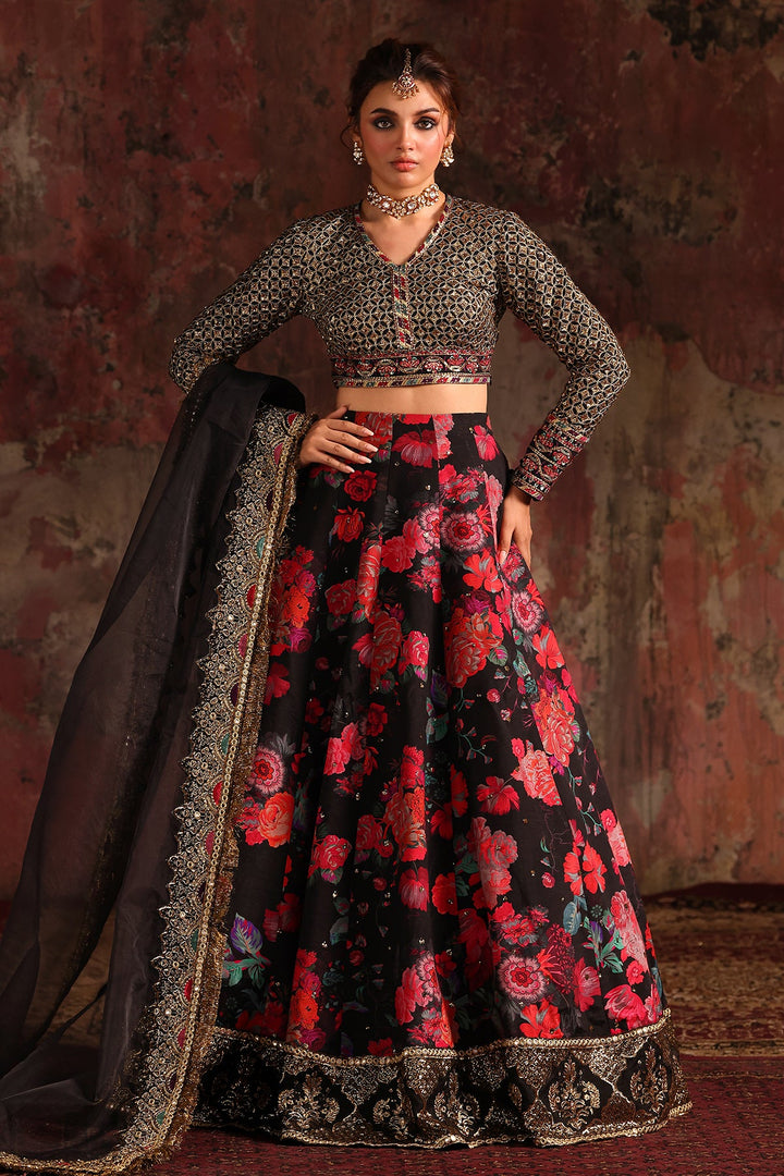 Embroidered Raw Silk Black Stitched Suit - Charizma
