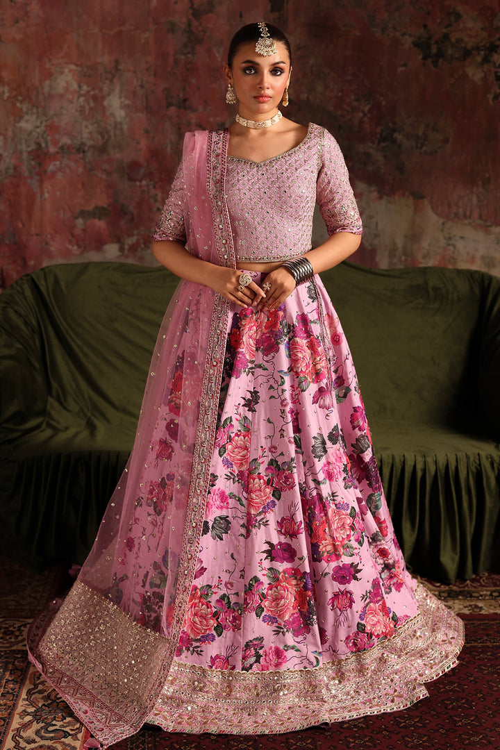 Embroidered Raw Silk Pink Stitched Suit - Charizma