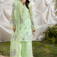 Embroidered Cotton Net Mint Green Stitched Suit - Charizma